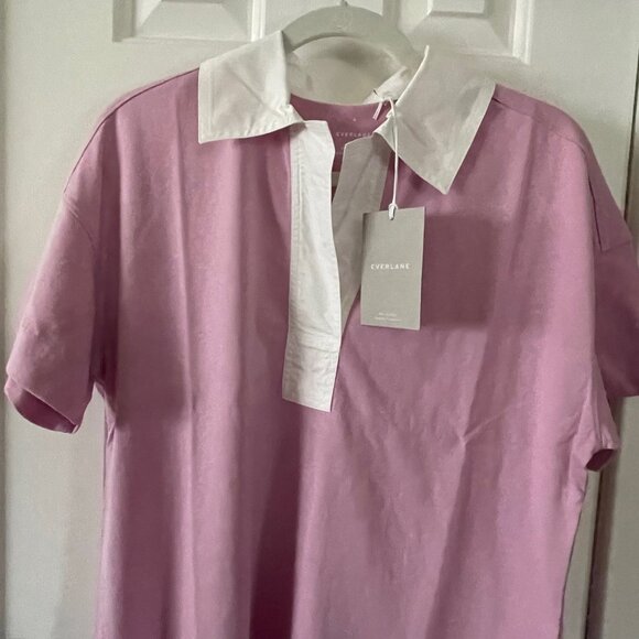 New Everlane The Organic Cotton Polo Short Sleeve Dress Mauve Size M Medium - Picture 8 of 9